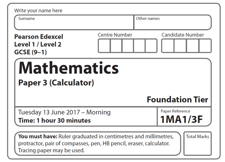 Edexcel Gcse Maths Foundation Paper 2017 Paper 3 With Video