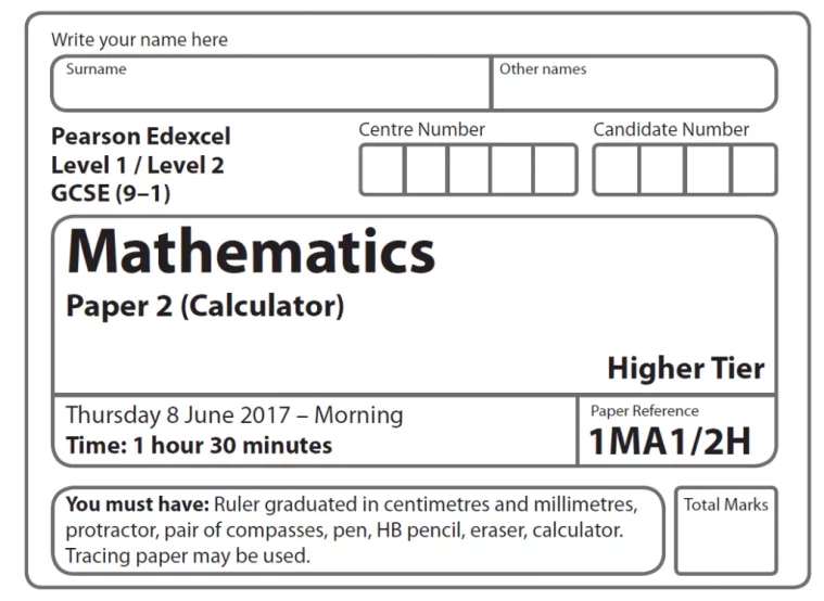 Edexcel Gcse Maths Higher 17 Paper 2 With Video Answers